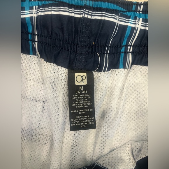 OP Blue and Black Swim Trunks Quick-Dry Plaid Sz M 32-34 - Picture 3 of 4